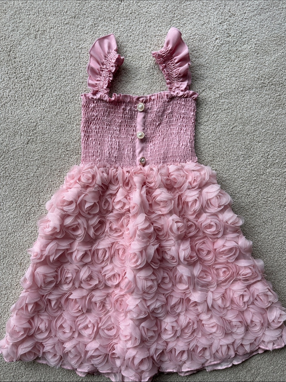Girls Pink Rosette Party Dress